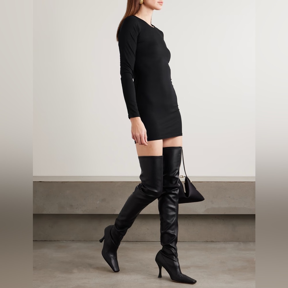 SKIMS Smooth Layers Crewneck Mini Dress | Obsidian | Size S